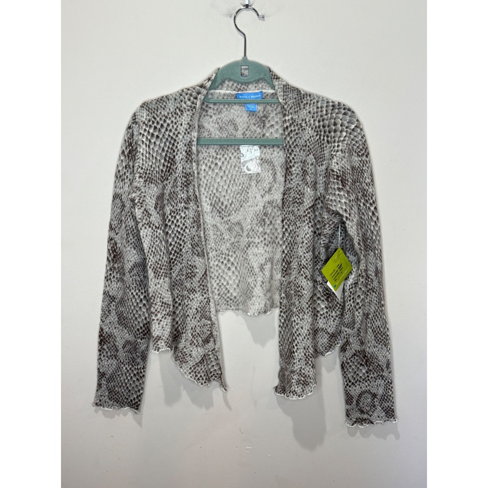 White + Warren Cashmere Cardigan Snakeskin‎ Pattern Sz XL NWT